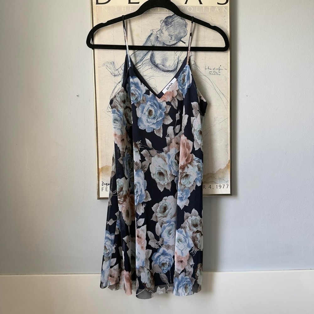 Garden Floral Sheer Mesh Mini Slip Dress Fairy Grunge Whimsigoth Womens XS/S